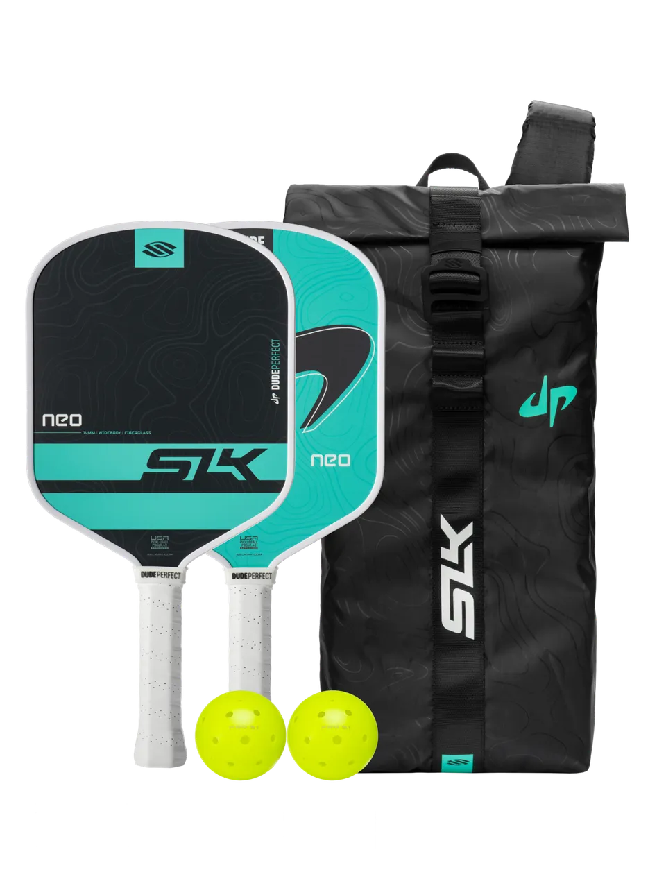 dude-perfect-slk-neo-fiberglass-pickleball-paddle-bundle-beginner-set image 1
