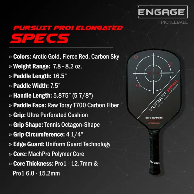 engage-pursuit-pro1-elongated-carbon-fiber-pickleball-paddle-fierce-red-elongate image 1