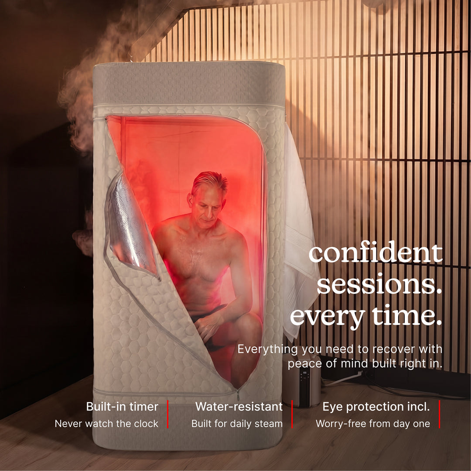homedics-premium-steam-sauna-dual-red-light-wands-complete-recovery-system image 4