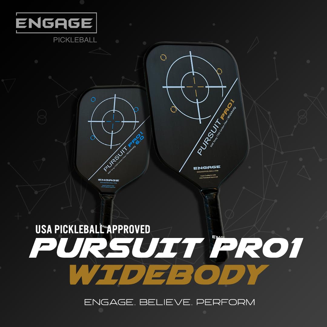 engage-pursuit-pro1-widebody-carbon-fiber-raw-pickleball-paddle-arctic-gold-wide image 4