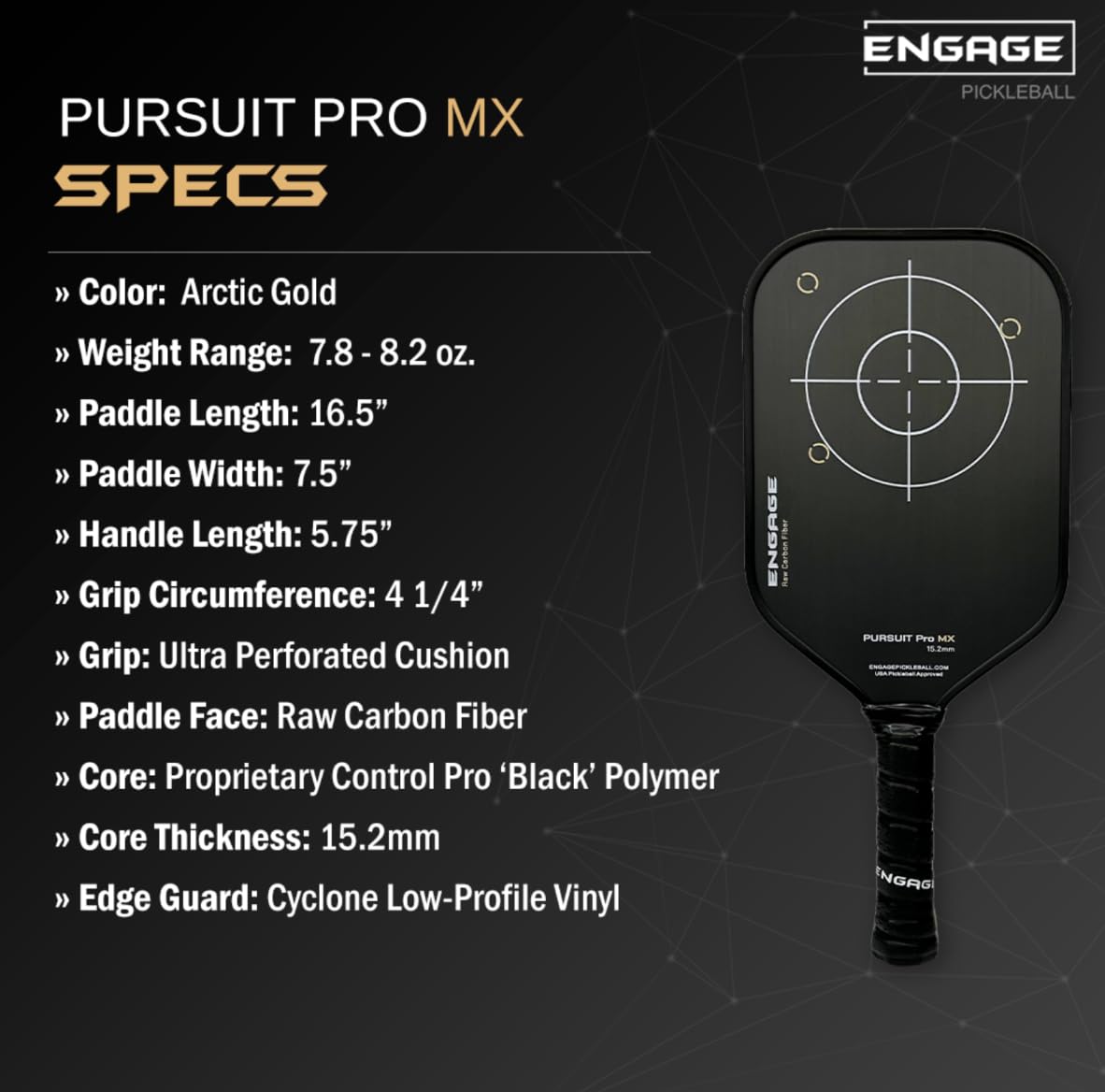 engage-pursuit-pro-mx-6-0-raw-carbon-fiber-pickleball-paddle-elongated-control-p image 5