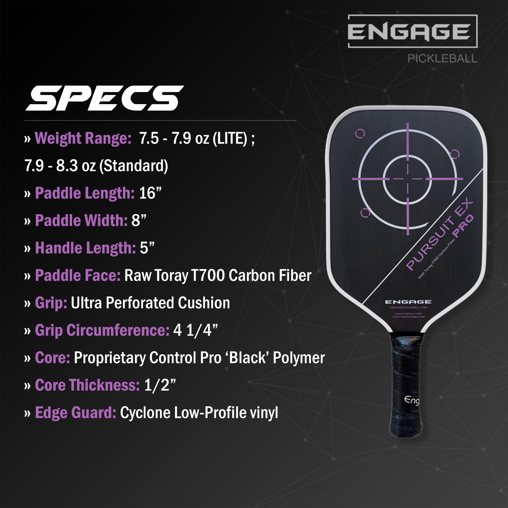 engage-pursuit-pro-ex-pickleball-paddle-widebody-raw-t700-toray-carbon-fiber-fac image 2