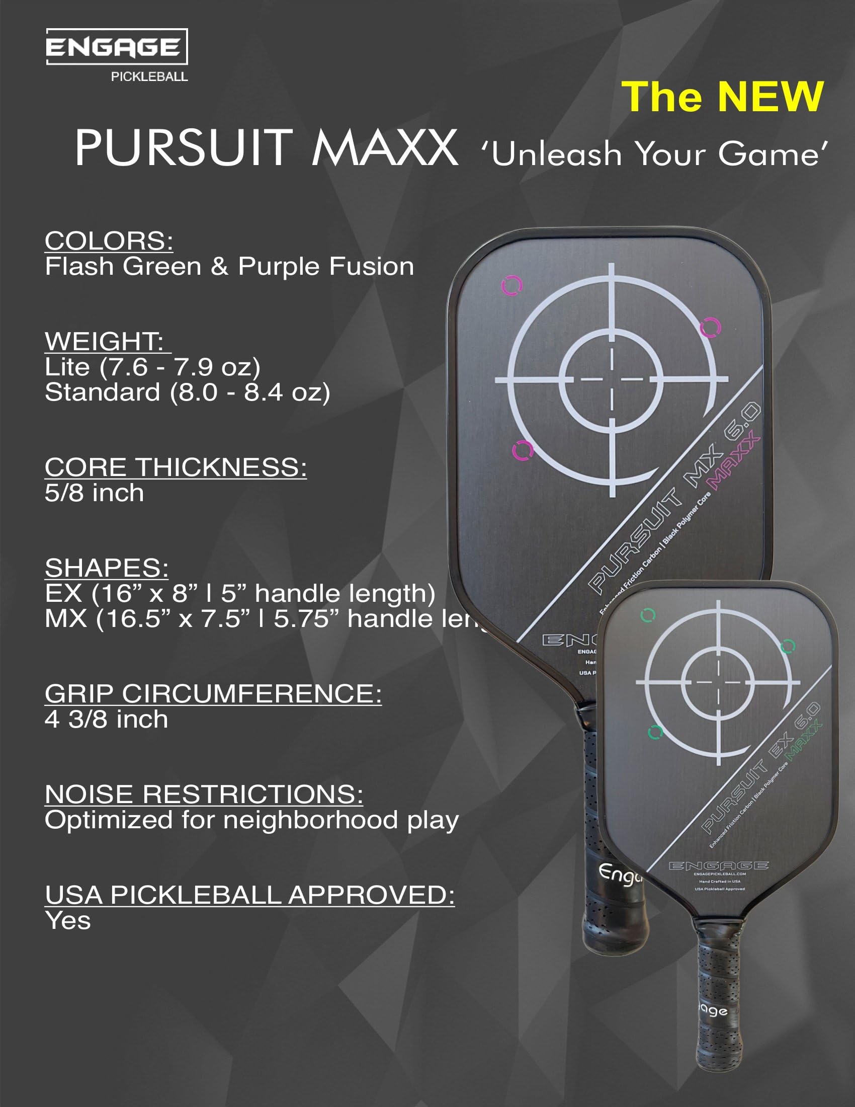 engage-maxx-ex-6-0-pursuit-pickleball-paddle-enhanced-friction-carbon-surface-st image 5