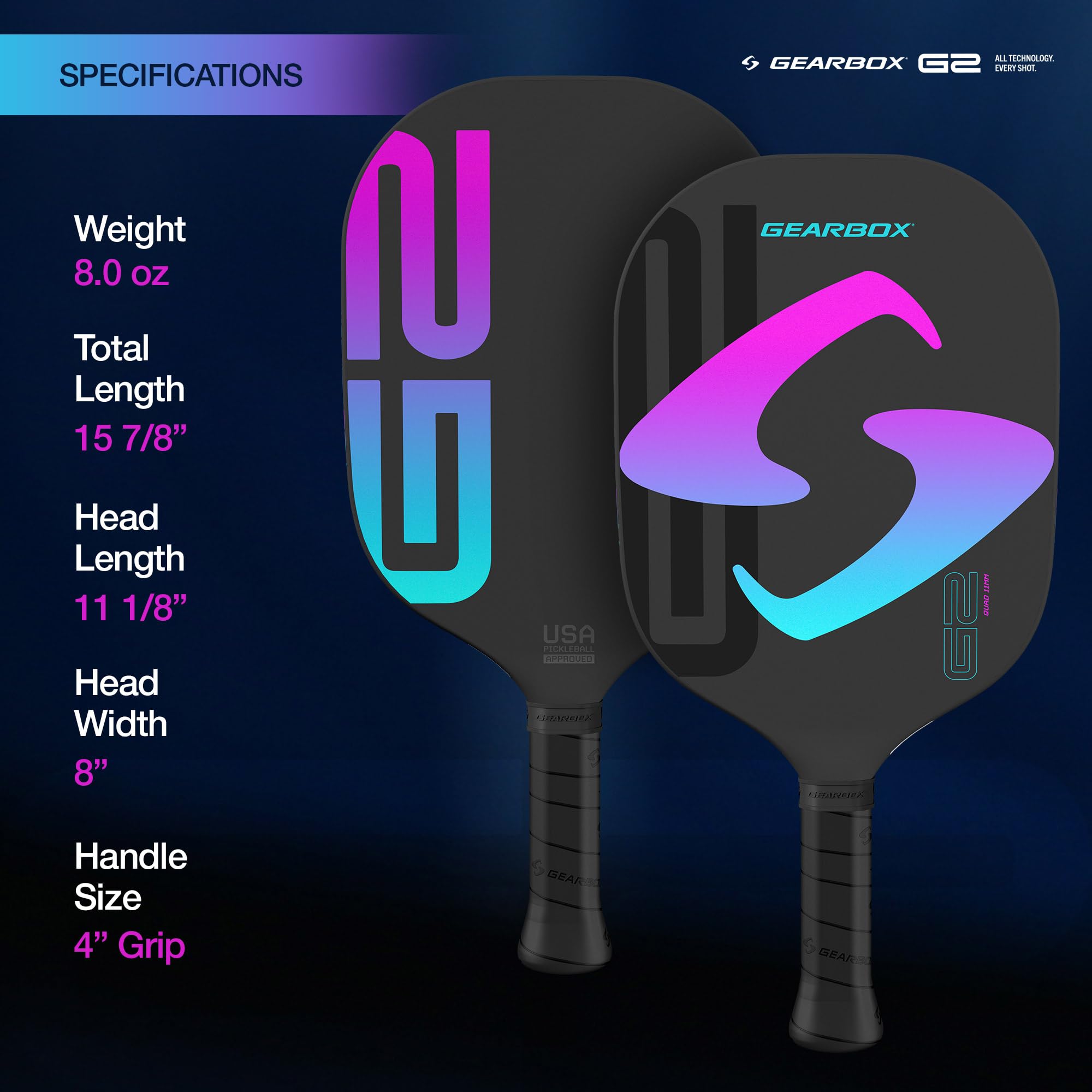 gearbox-g2-quad-pickleball-paddle-12mm-fiberglass-textured-surface image 5