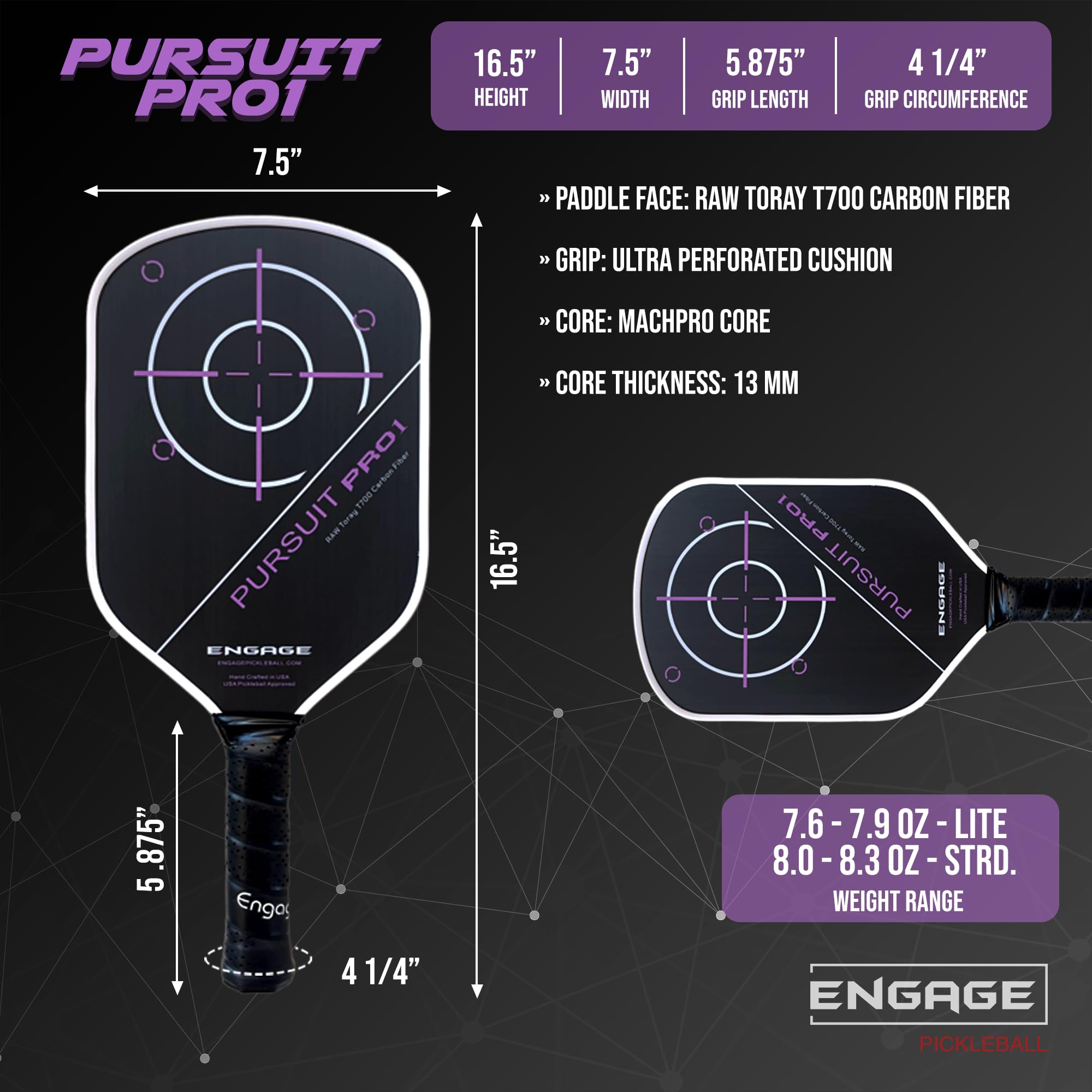 engage-pursuit-pro1-pickleball-paddle-carbon-fiber-machpro-core-deep-magenta-sta image 3