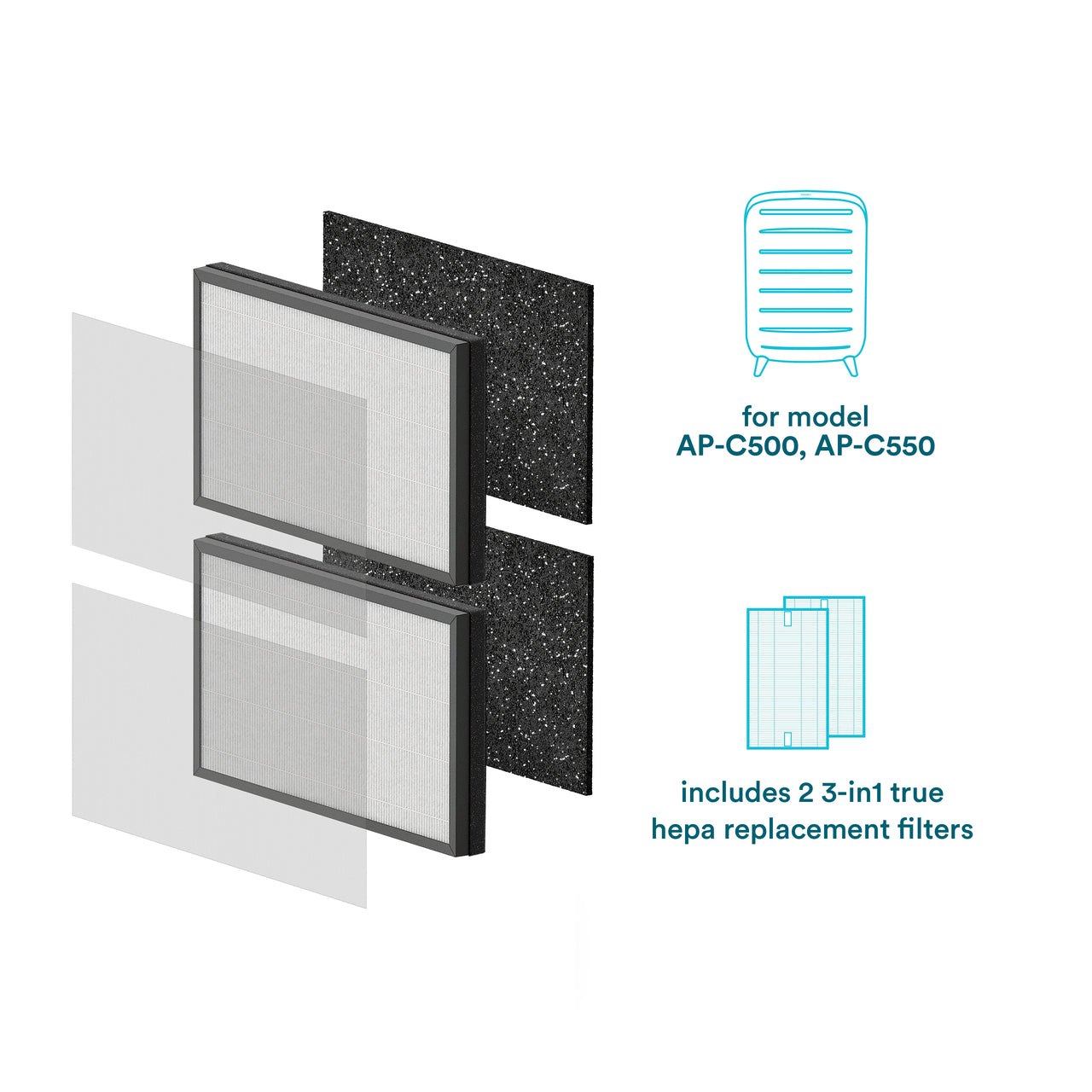 homedics-3-in-1-true-hepa-replacement-filter-for-ap-c500 image 4