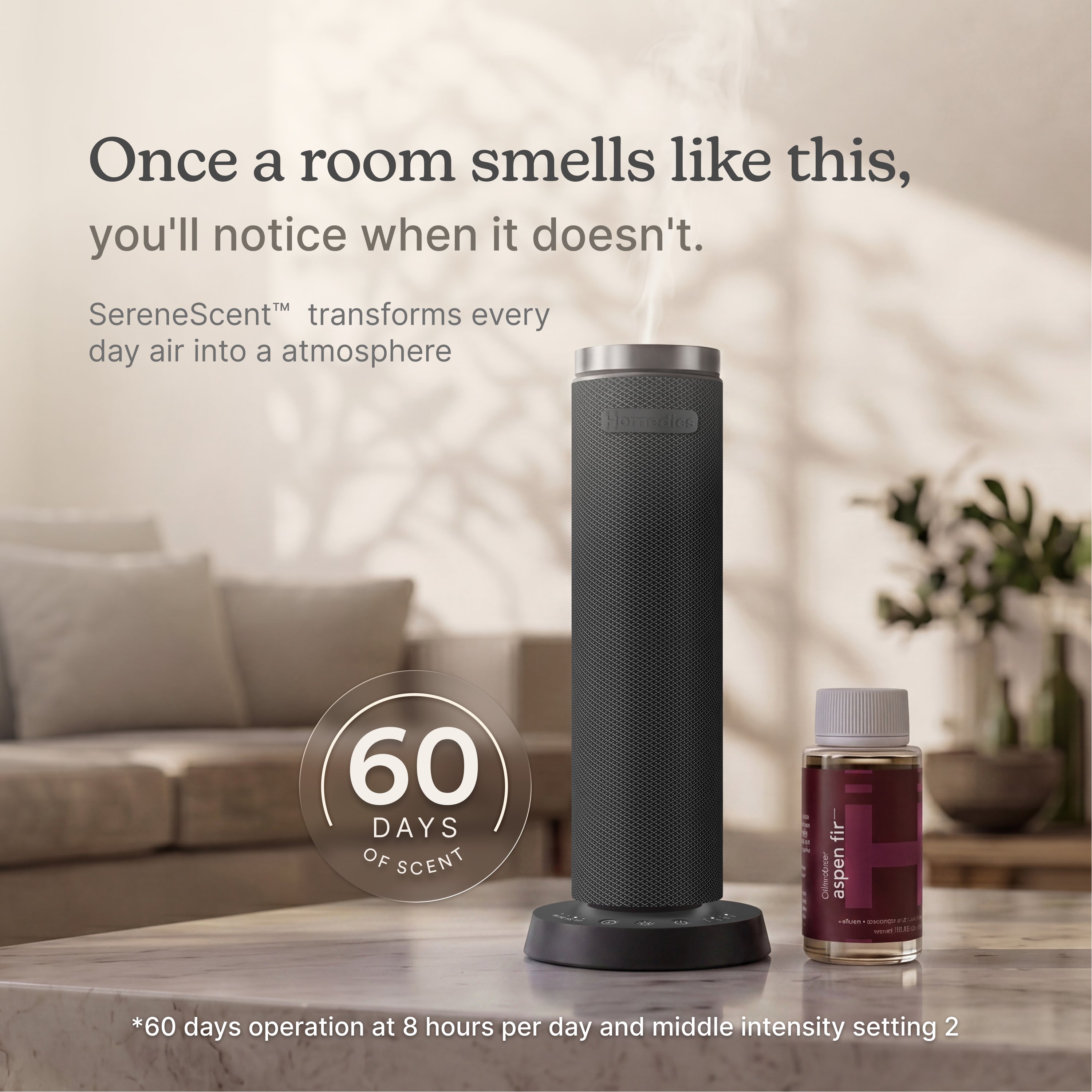 homedics-serenescent-waterless-rechargeable-diffuser-aspen-fir-oil-bundle-120-ml image 2