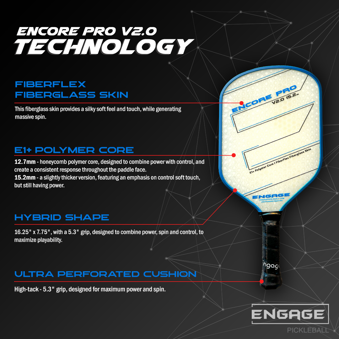 engage-encore-pro-v2-0-hybrid-pickleball-paddle-enthusiast-series image 2
