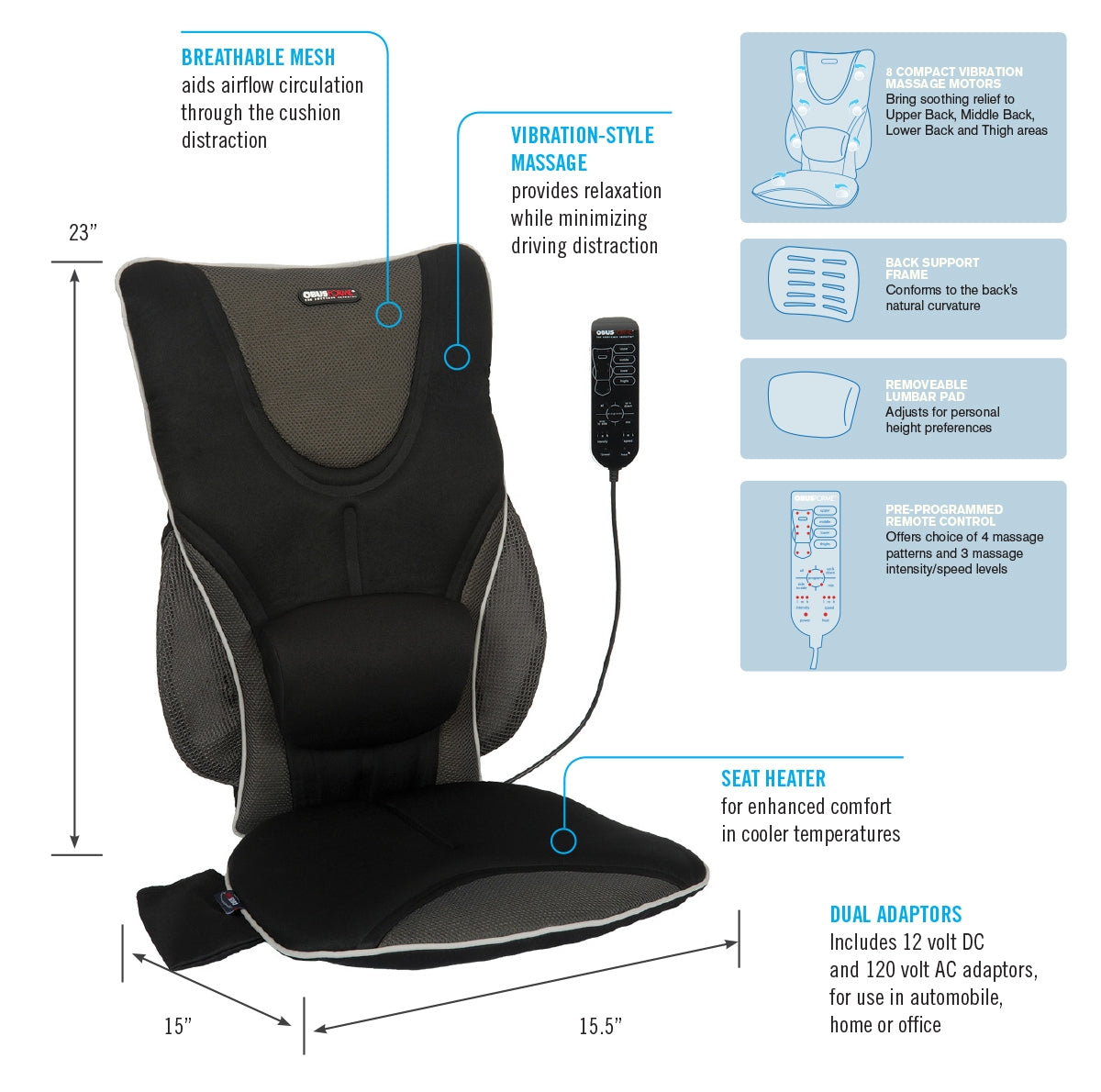 homedics-backrest-support-driver-s-seat-cushion-with-heat-and-massage image 2
