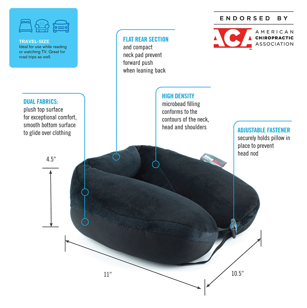 homedics-microbead-travel-neck-pillow-ergonomic-support-with-luggage-strap image 2