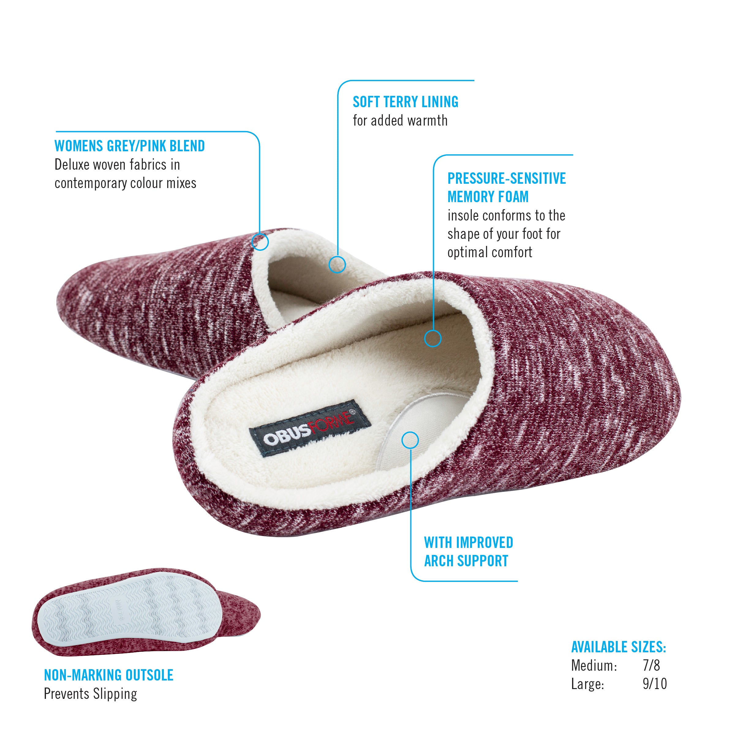 homedics-ladies-arch-support-memory-foam-slippers image 2