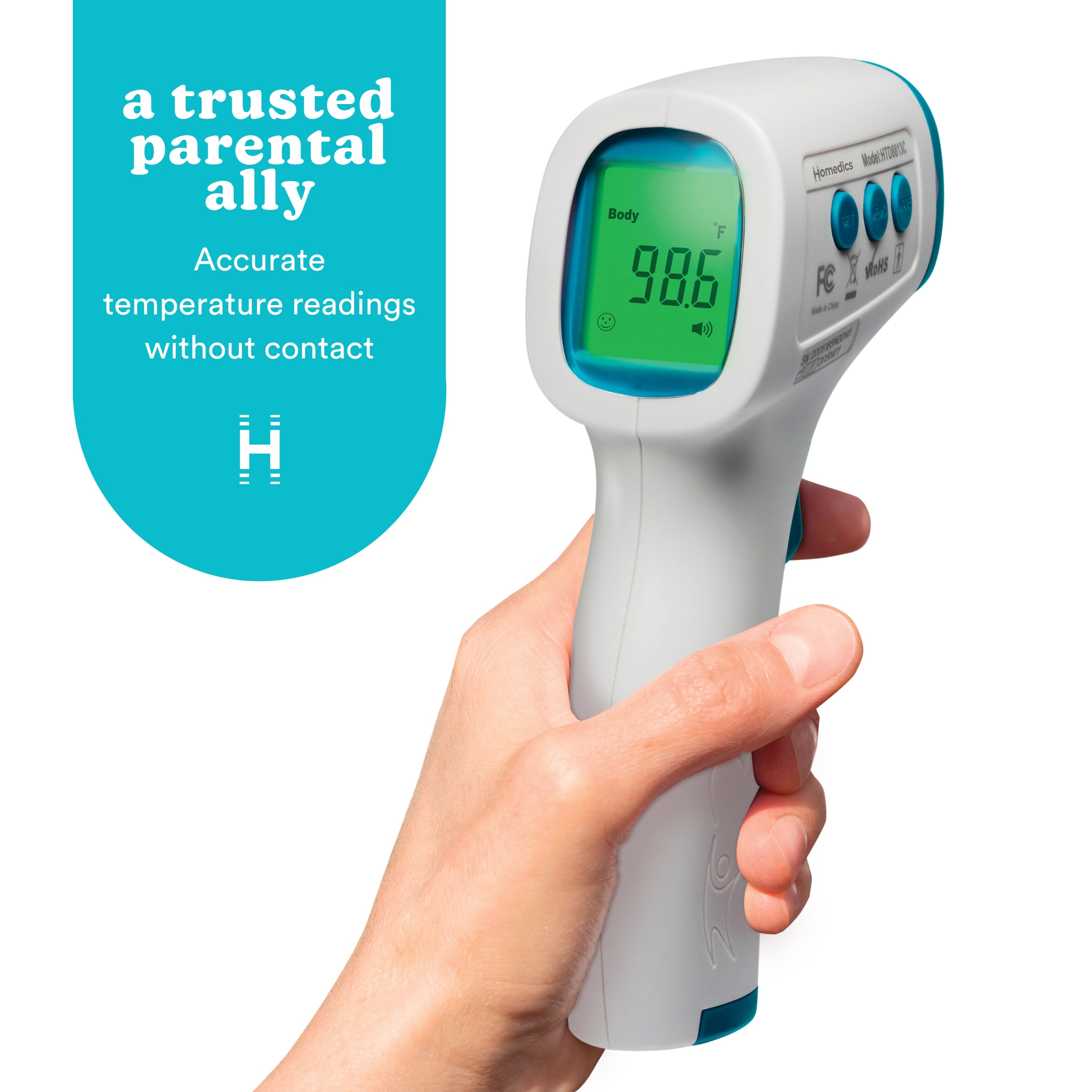 homedics-non-contact-infrared-body-thermometer-large-display-with-color-indicati image 3
