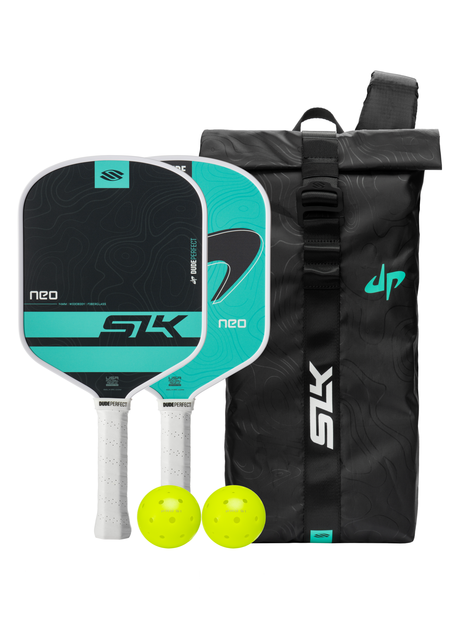 dude-perfect-slk-neo-fiberglass-pickleball-paddle-bundle-beginner-set image 1