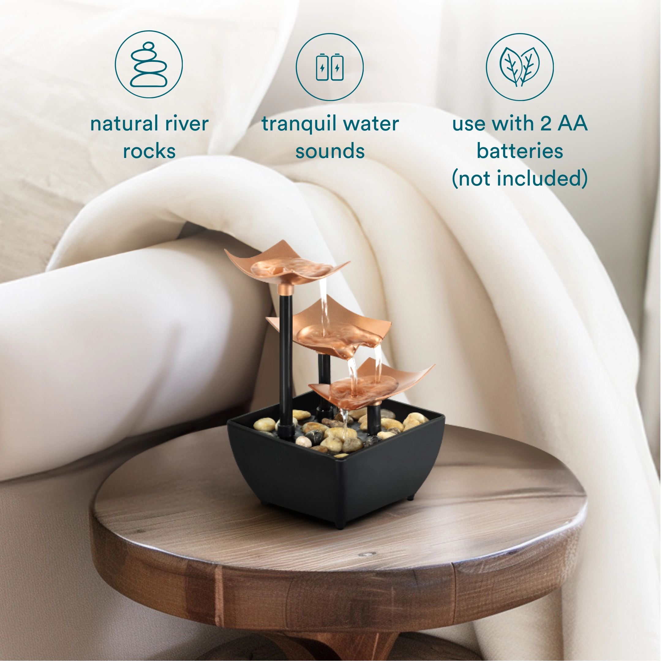 homedics-relaxation-fountain-3-tier-tabletop-water-fountain-with-quiet-pump-and- image 3