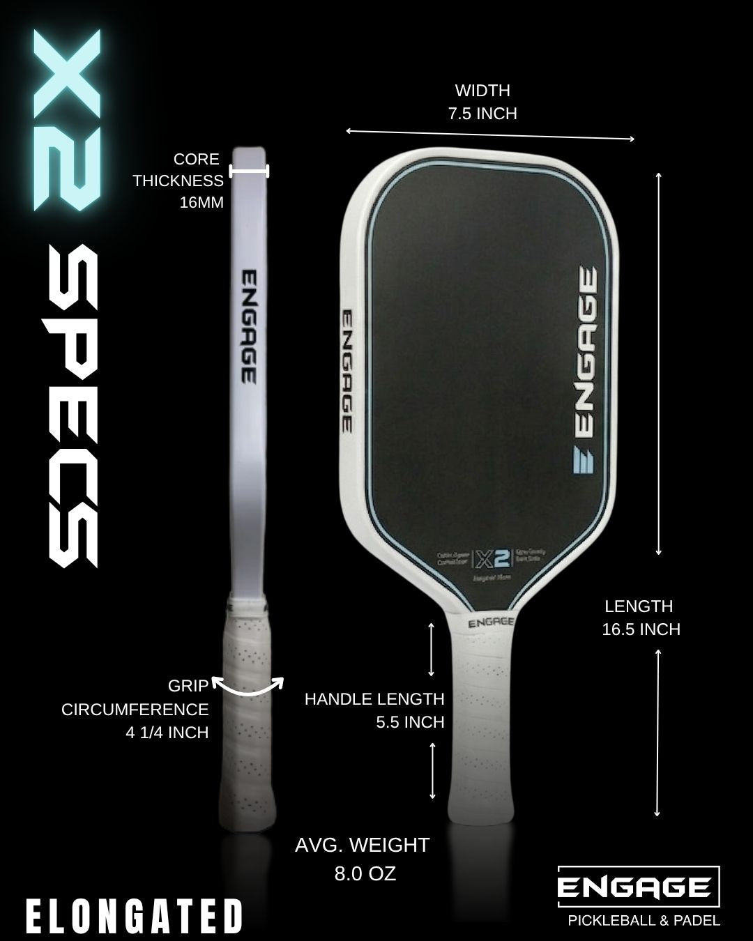 engage-x2-elongated-pickleball-paddle-100-foam-core image 7